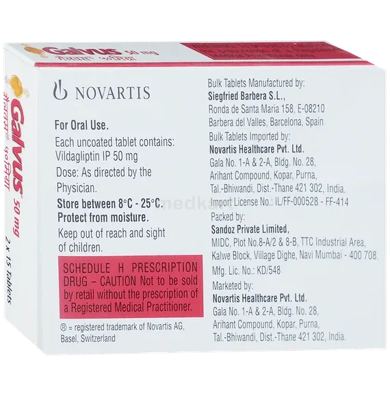galvus 50mg tablet 14's